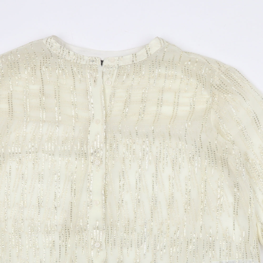 Womens UK Size 10 Marks and Spencer Ivory Basic Button-Up