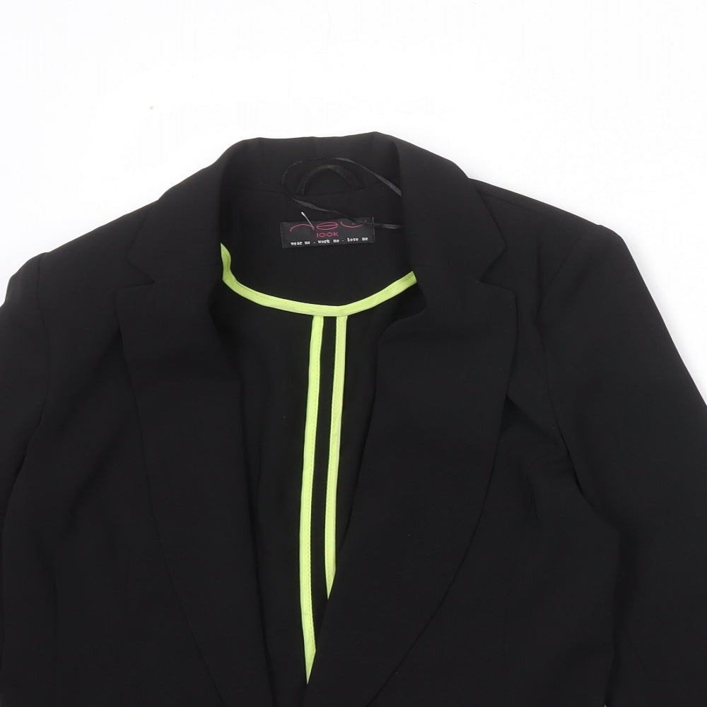 New Look Womens Black Polyester Jacket Blazer Size 10 - Open