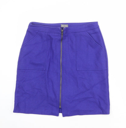 Phase Eight Womens Blue Wool A-Line Skirt Size 12 Zip