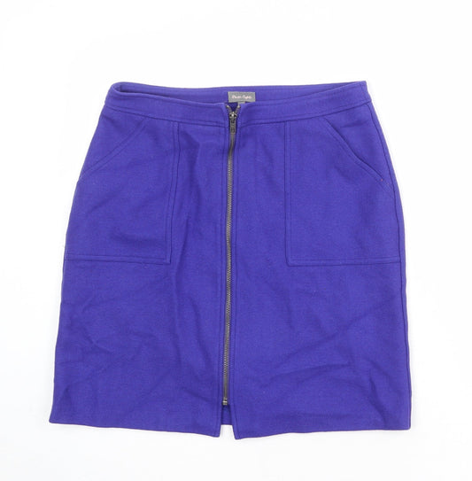 Phase Eight Womens Blue Wool A-Line Skirt Size 12 Zip
