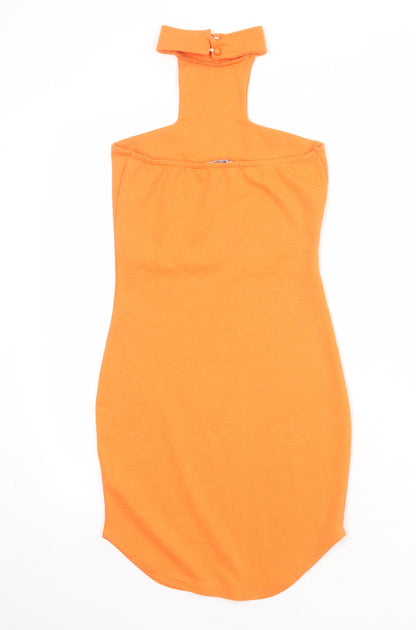 Missguided Womens Orange Polyester Bodycon Size 8 Halter Button