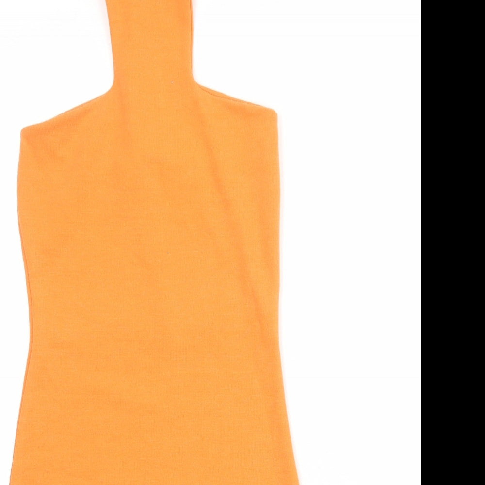 Missguided Womens Orange Polyester Bodycon Size 8 Halter Button