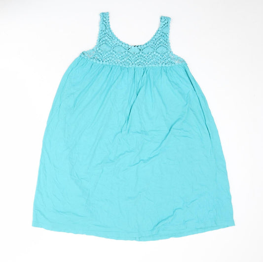 H&M Womens Blue Cotton Tank Dress Size S Round Neck Pullover