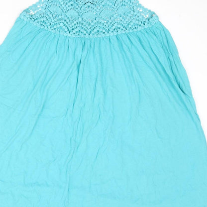 H&M Womens Blue Cotton Tank Dress Size S Round Neck Pullover