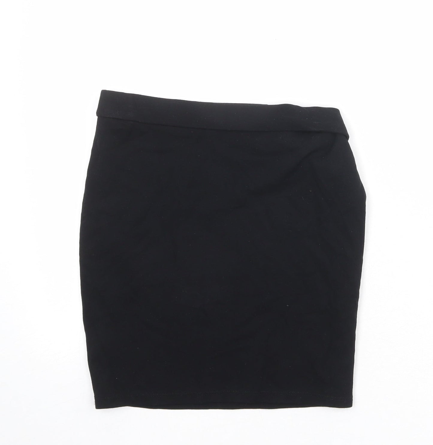 Marks and Spencer Girls Black Viscose Mini Skirt Size 13-14 Years Regular Pull On