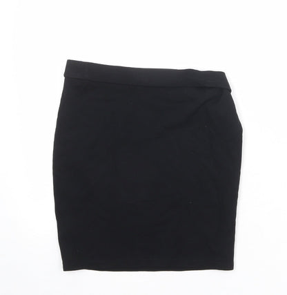 Marks and Spencer Girls Black Viscose Mini Skirt Size 13-14 Years Regular Pull On