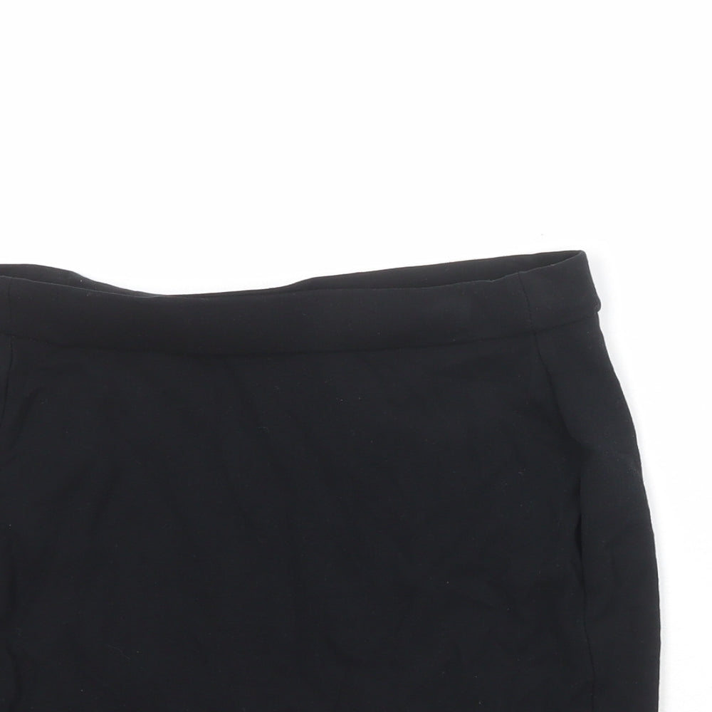 Marks and Spencer Girls Black Viscose Mini Skirt Size 13-14 Years Regular Pull On