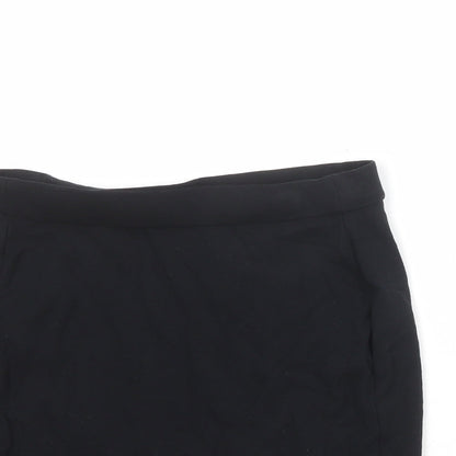 Marks and Spencer Girls Black Viscose Mini Skirt Size 13-14 Years Regular Pull On