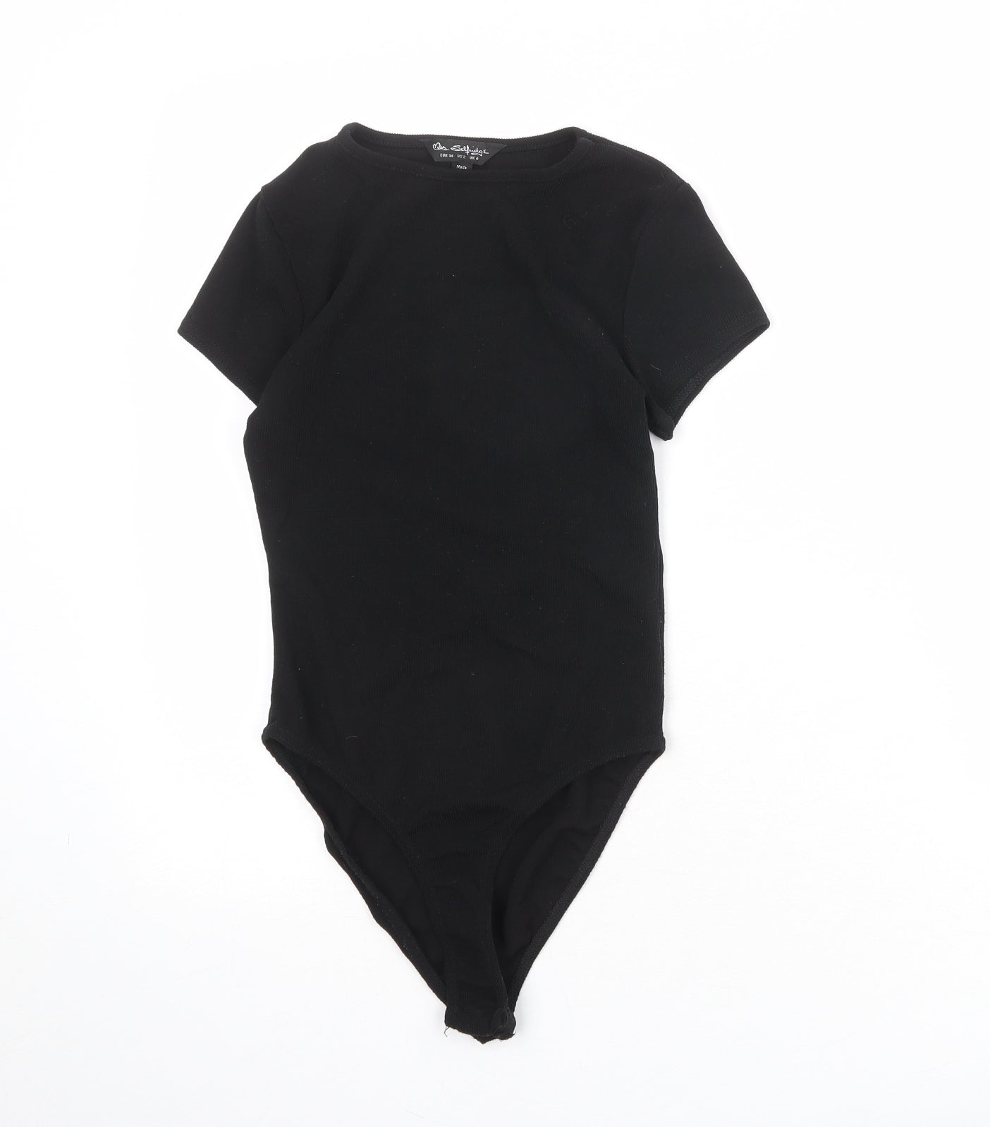 Miss Selfridge Womens Black Polyester Bodysuit One-Piece Size 6 Snap