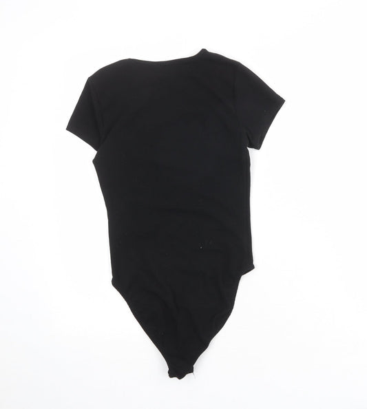 Miss Selfridge Womens Black Polyester Bodysuit One-Piece Size 6 Snap