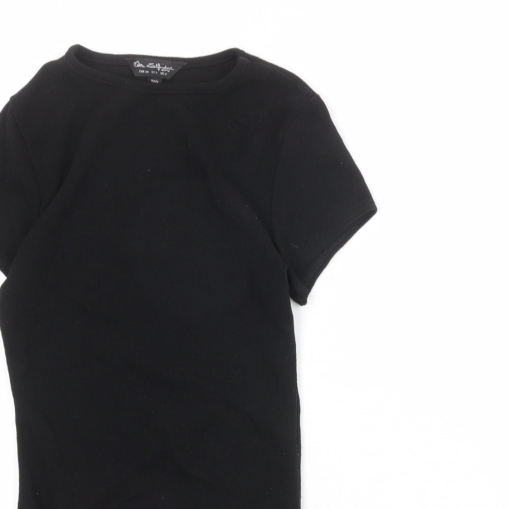 Miss Selfridge Womens Black Polyester Bodysuit One-Piece Size 6 Snap