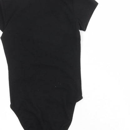 Miss Selfridge Womens Black Polyester Bodysuit One-Piece Size 6 Snap