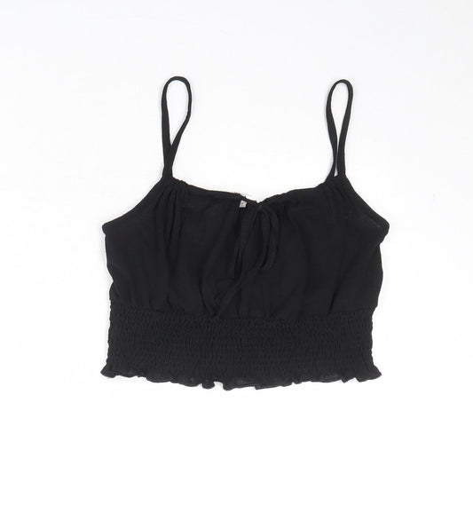 Womens UK Size 10 Topshop Black Cropped Tank