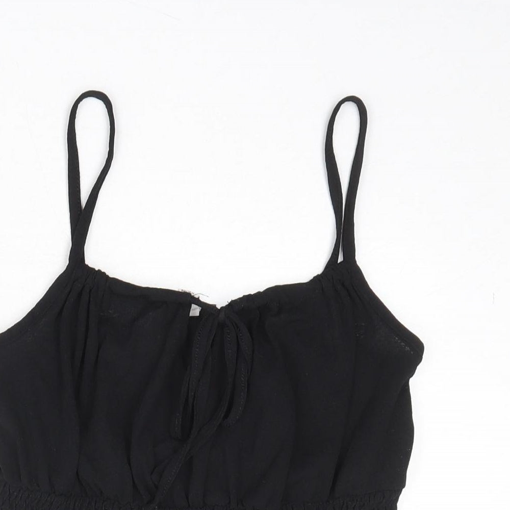 Womens UK Size 10 Topshop Black Cropped Tank
