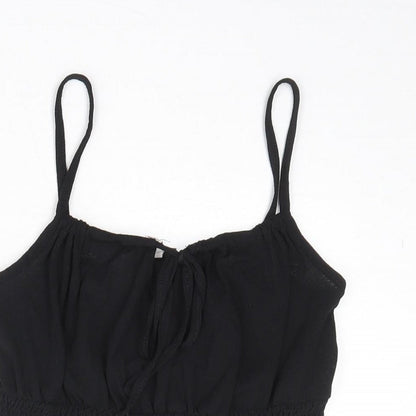 Womens UK Size 10 Topshop Black Cropped Tank