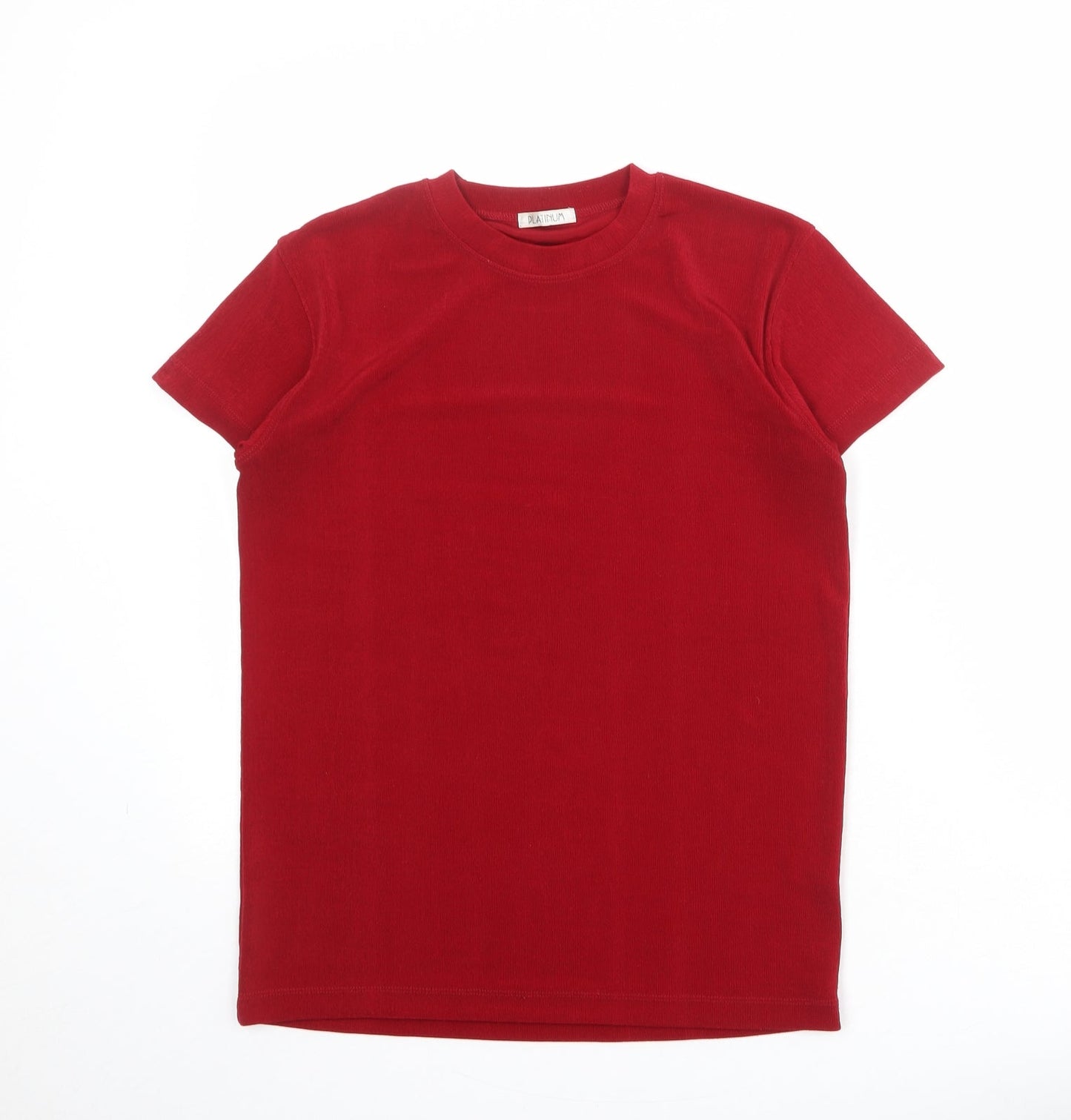 Platinum Womens Red Polyester Basic T-Shirt Size M Crew Neck