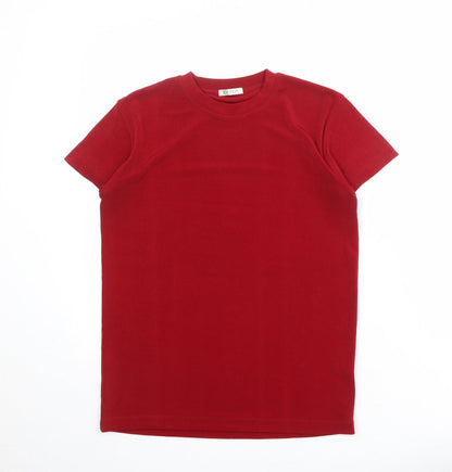 Platinum Womens Red Polyester Basic T-Shirt Size M Crew Neck