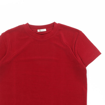 Platinum Womens Red Polyester Basic T-Shirt Size M Crew Neck