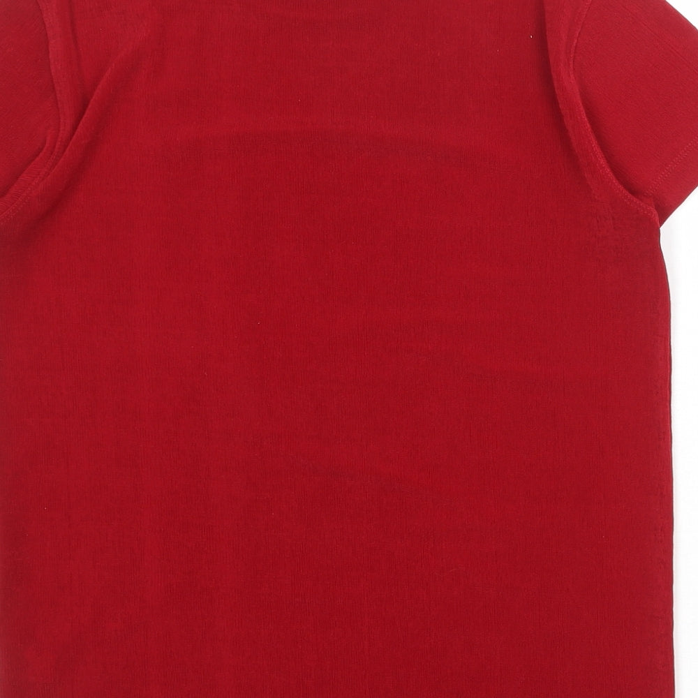 Platinum Womens Red Polyester Basic T-Shirt Size M Crew Neck