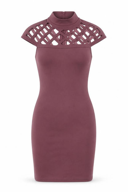 In the Style Womens Purple Polyester Bodycon Size 10 Round Neck Zip