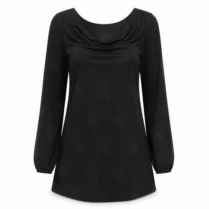 Dorothy Perkins Womens Black Geometric Polyester A-Line Size L Cowl Neck Pullover