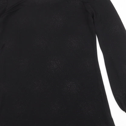 Dorothy Perkins Womens Black Geometric Polyester A-Line Size L Cowl Neck Pullover