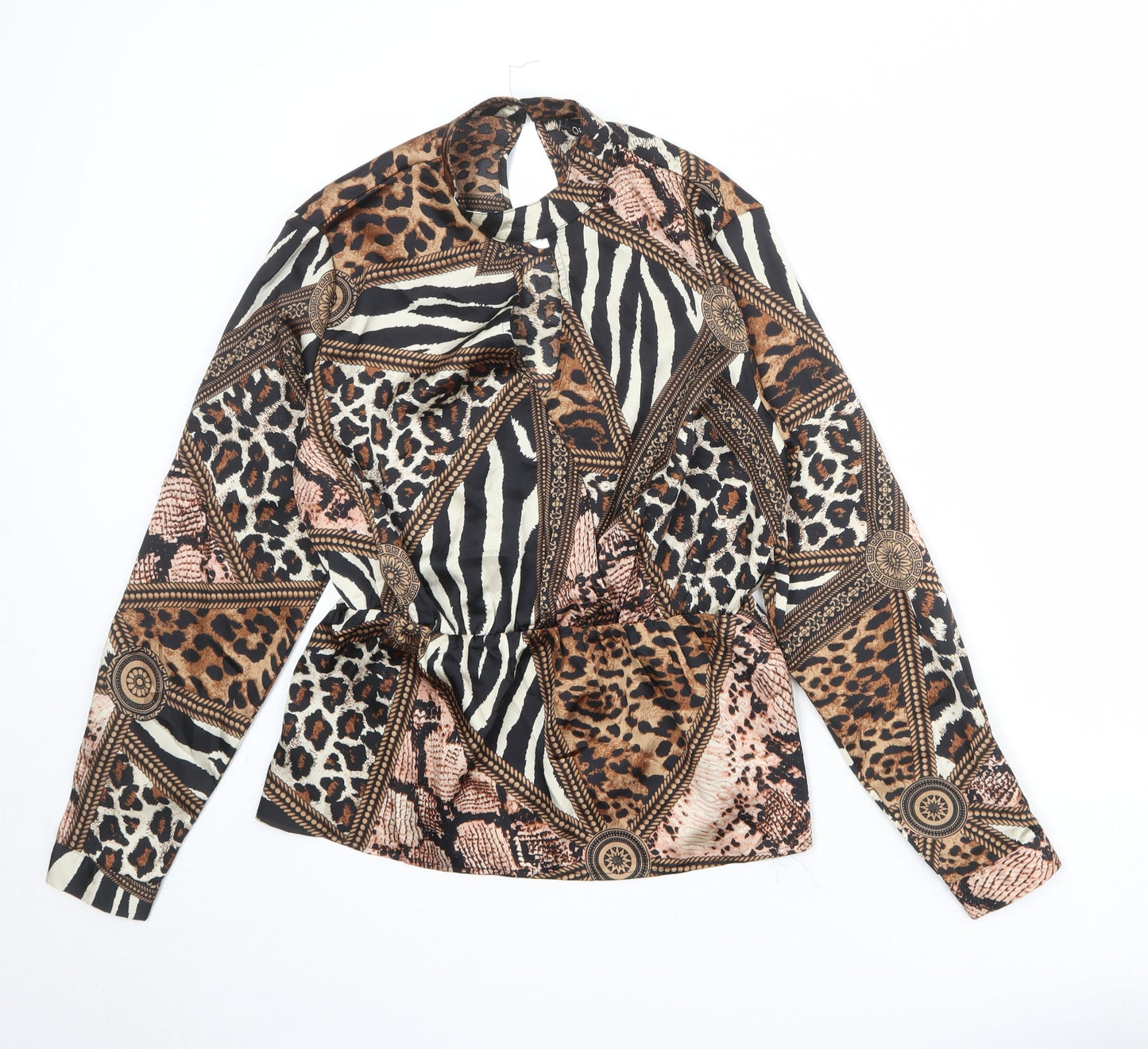 Quiz Womens Multicoloured Geometric Polyester Basic Blouse Size 12 Round Neck