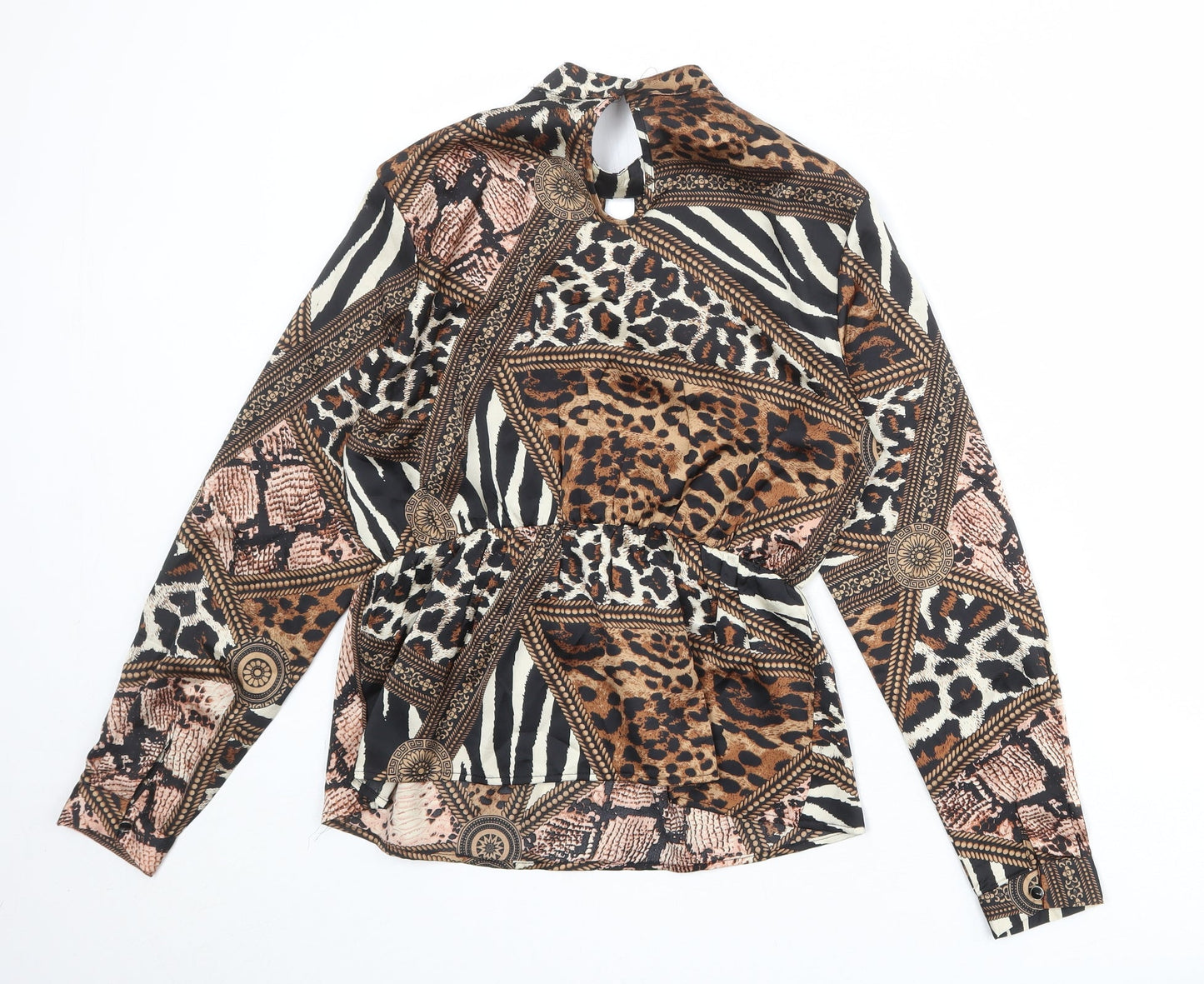 Quiz Womens Multicoloured Geometric Polyester Basic Blouse Size 12 Round Neck