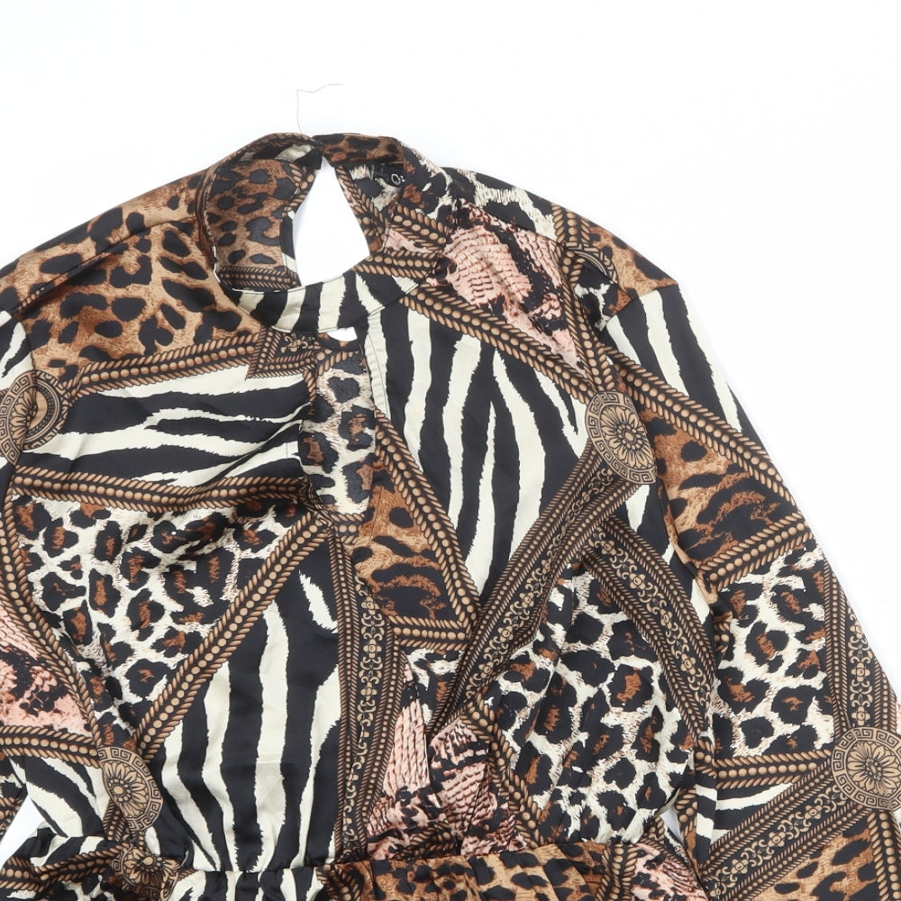 Quiz Womens Multicoloured Geometric Polyester Basic Blouse Size 12 Round Neck