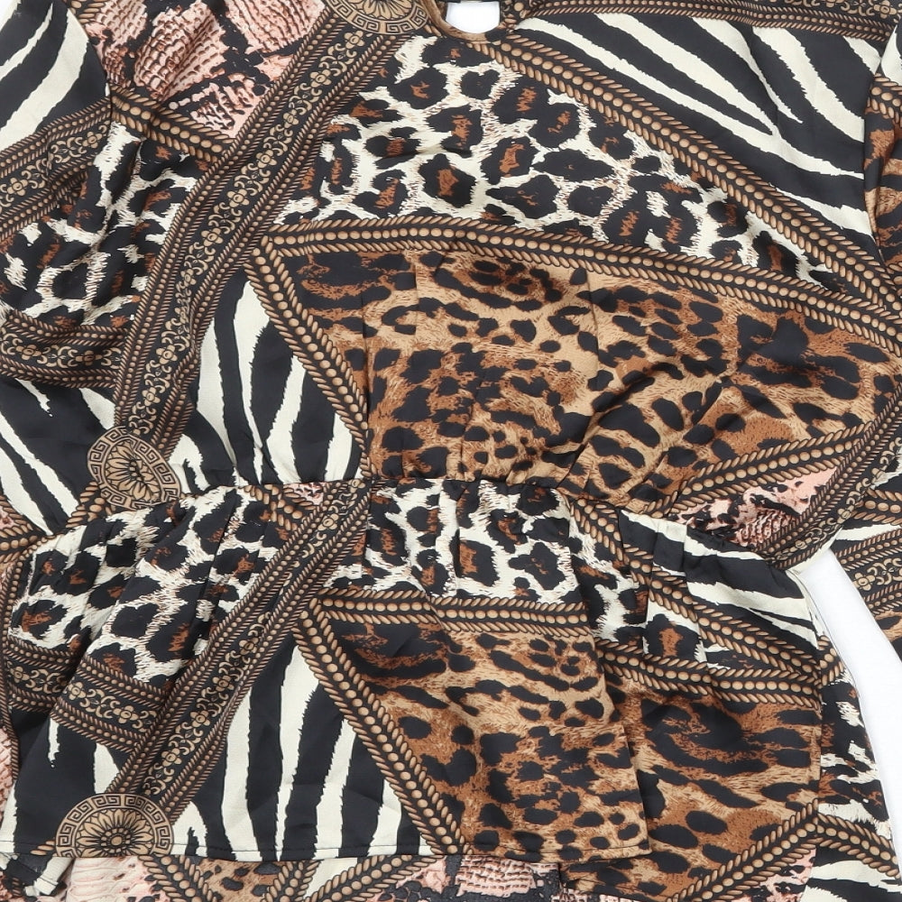 Quiz Womens Multicoloured Geometric Polyester Basic Blouse Size 12 Round Neck