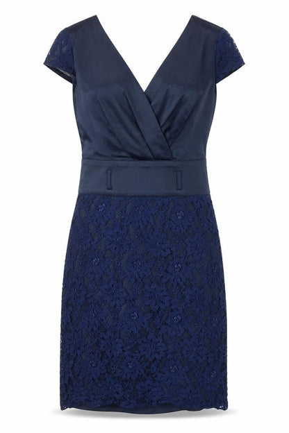 BRZ Womens Blue Floral Polyester A-Line Size 8 V-Neck Zip