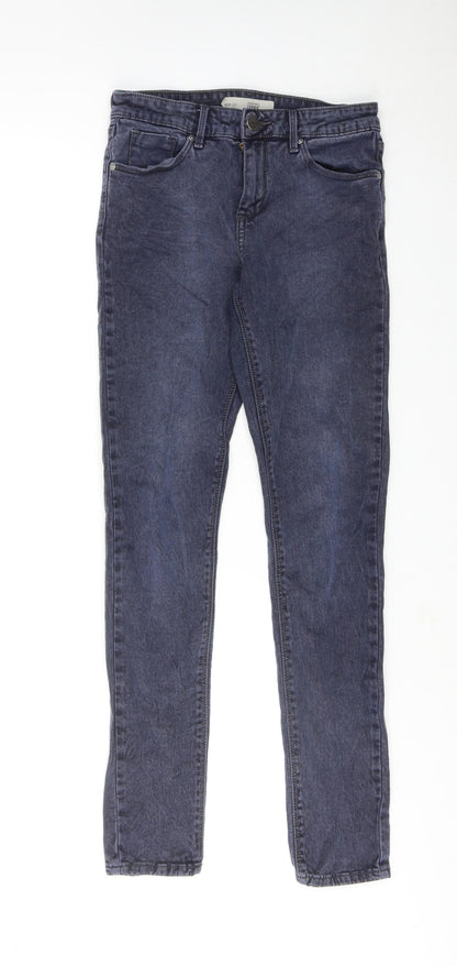Topshop Womens Blue Cotton Skinny Jeans Size 28 L32 in Regular Zip