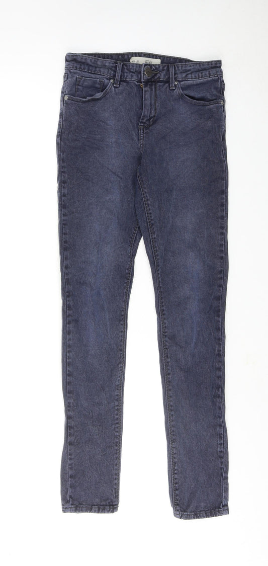 Topshop Womens Blue Cotton Skinny Jeans Size 28 L32 in Regular Zip