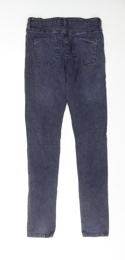 Topshop Womens Blue Cotton Skinny Jeans Size 28 L32 in Regular Zip