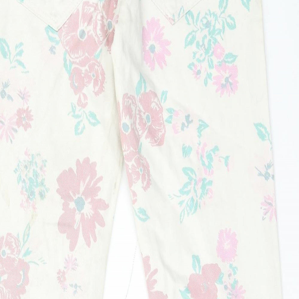 River Island Womens Multicoloured Floral Cotton Straight Jeans Size 6 Regular Zip