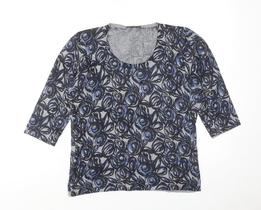 Alex & Co. Womens Blue Round Neck Geometric Viscose Pullover Jumper Size 14