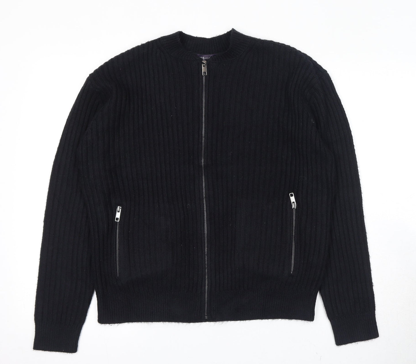 Womens UK Size M Marks and Spencer Black Full Zip Jumper