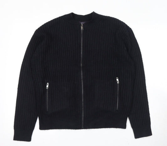 Womens UK Size M Marks and Spencer Black Full Zip Jumper