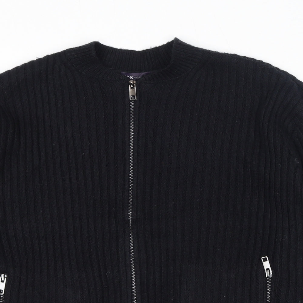 Womens UK Size M Marks and Spencer Black Full Zip Jumper