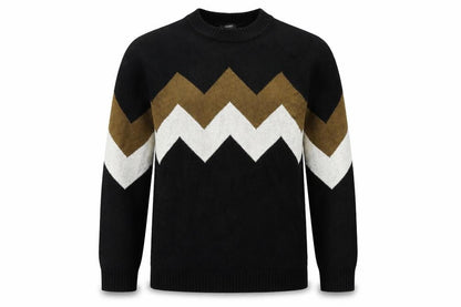 ESPRIT Womens Black Mock Neck Geometric Cotton Pullover Jumper Size XS