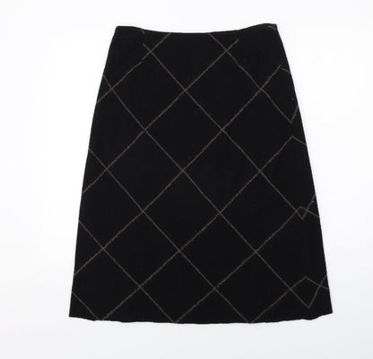 Fenn Wright Manson Womens Black Argyle/Diamond Wool A-Line Skirt Size L Zip