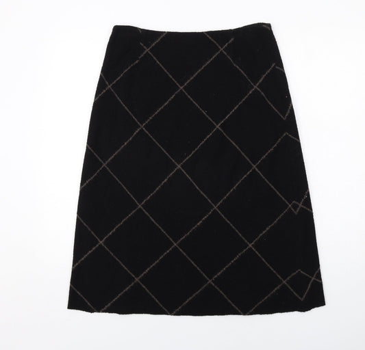 Fenn Wright Manson Womens Black Argyle/Diamond Wool A-Line Skirt Size L Zip
