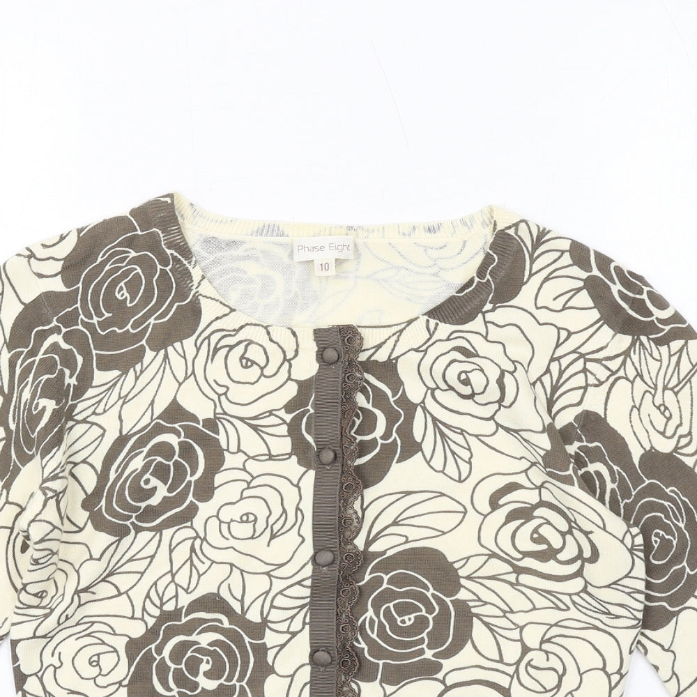 Womens UK Size 10 Phase Eight Ivory Cardigan Jumper