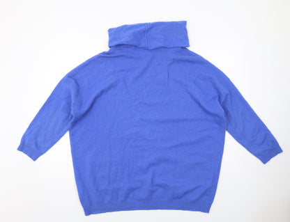 Sahara Womens Blue Roll Neck Wool Pullover Jumper Size S