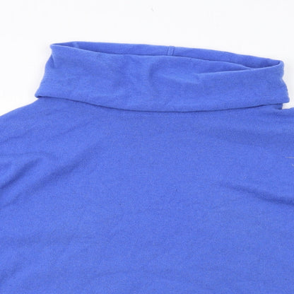 Sahara Womens Blue Roll Neck Wool Pullover Jumper Size S