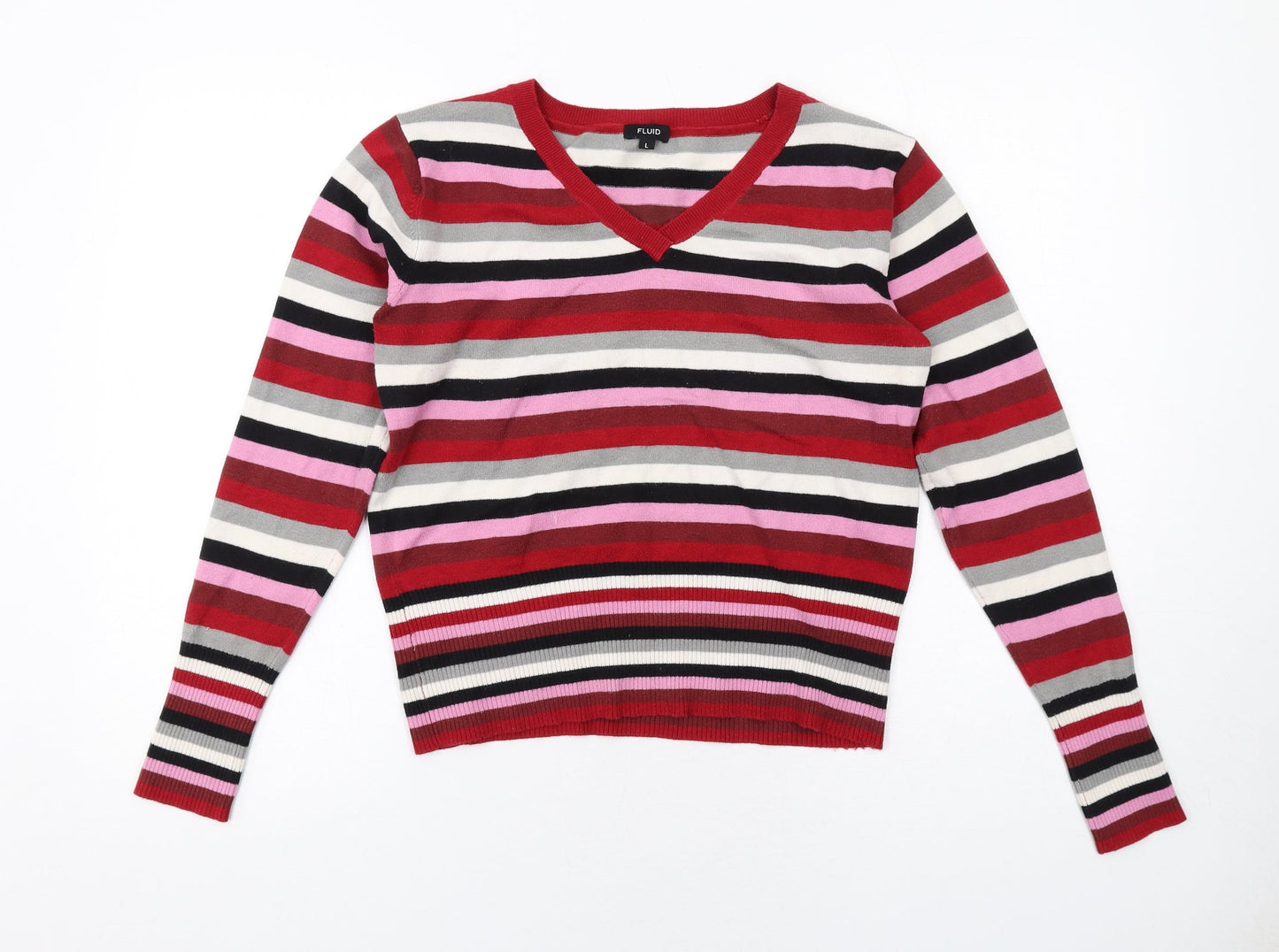 Womens UK Size L Fluid Multicoloured Pullover Jumper