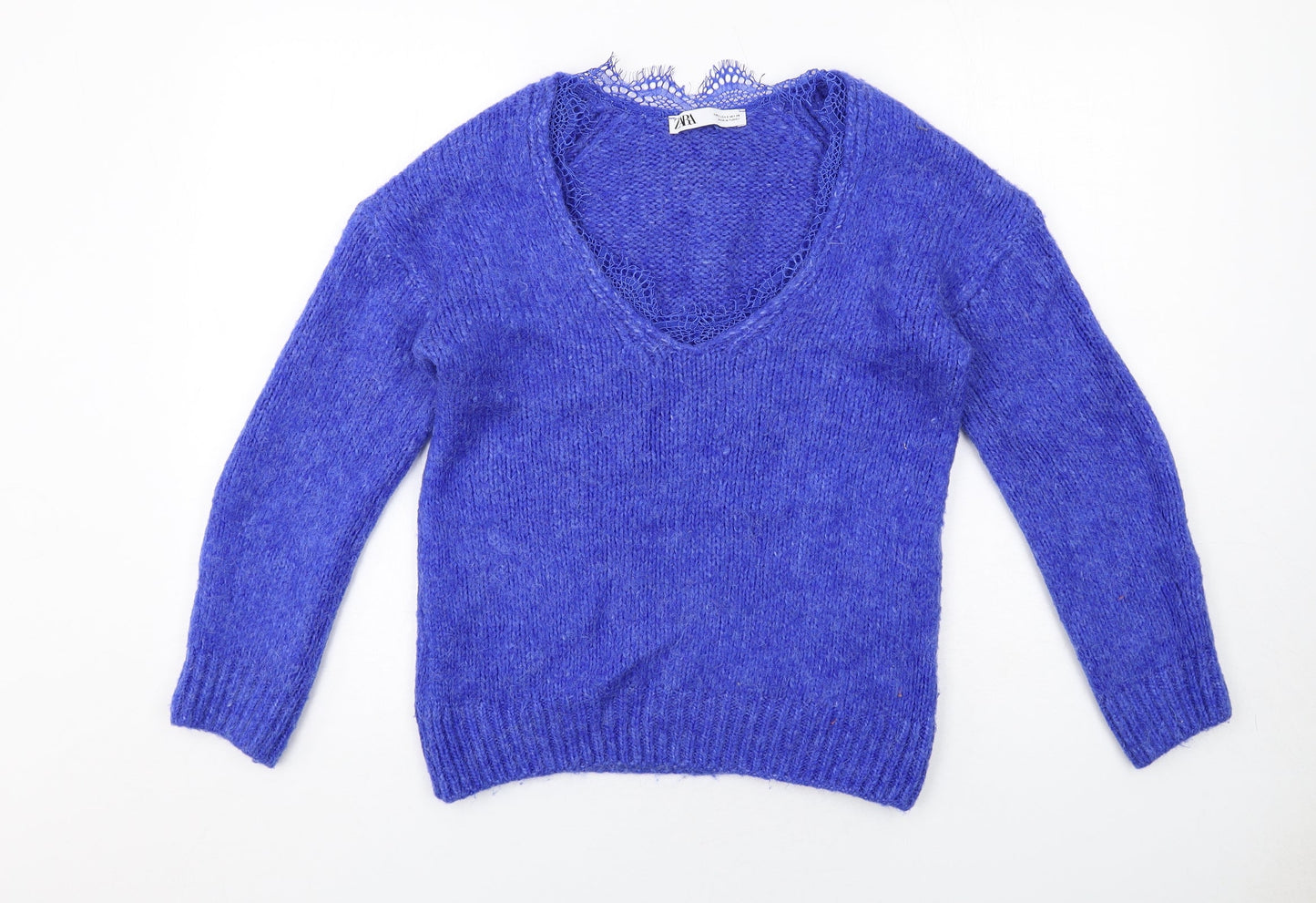 Womens UK Size S Zara Blue Pullover Jumper