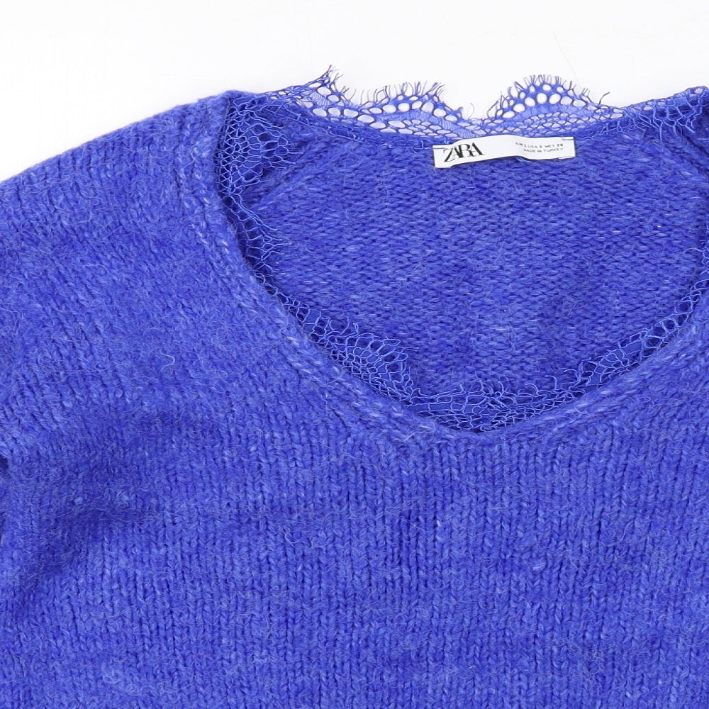 Womens UK Size S Zara Blue Pullover Jumper