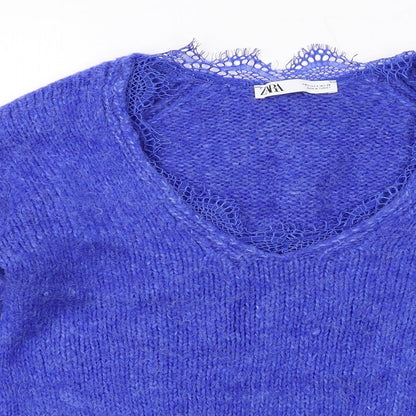 Womens UK Size S Zara Blue Pullover Jumper