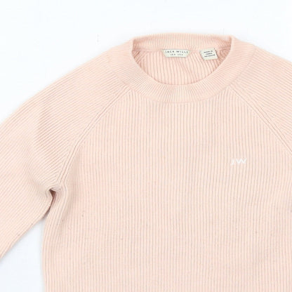 Jack Wills Womens Pink Round Neck Polyester Pullover Jumper Size 6